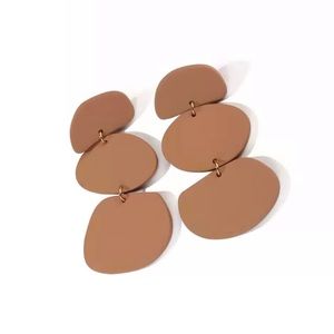 brown clay geometric earrings